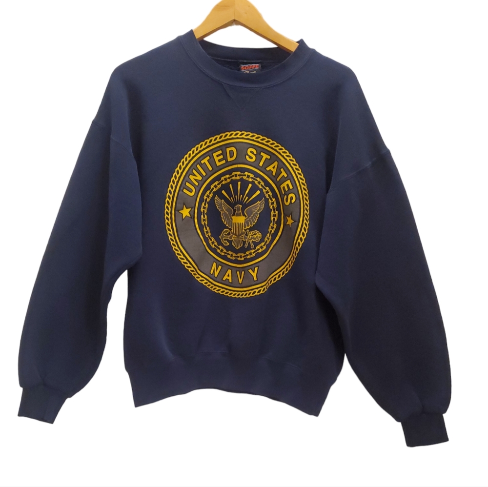 SOFFE, size adult L, Navy blue, USA Navy reflective, crewneck